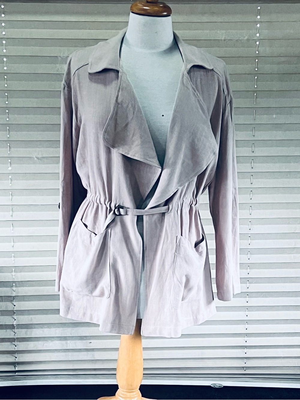 easel Light Taupe Drawstring Trench Coat